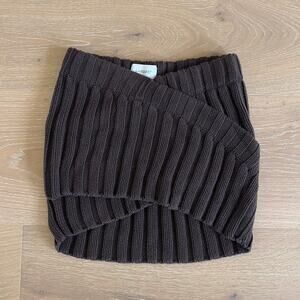Lambert Knit Mini Skirt Ribbed Crossover Size L Brown